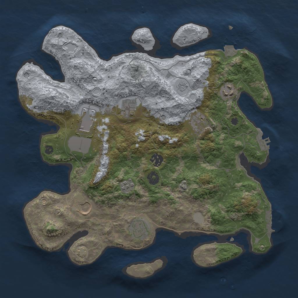 Rust Map: Procedural Map, Size: 3500, Seed: 2133967977, 16 Monuments