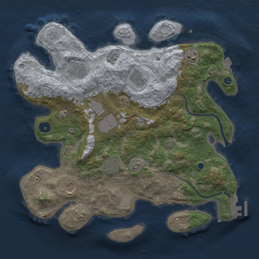Rust Map: Procedural Map, Size: 3500, Seed: 2133967977, 12 Monuments