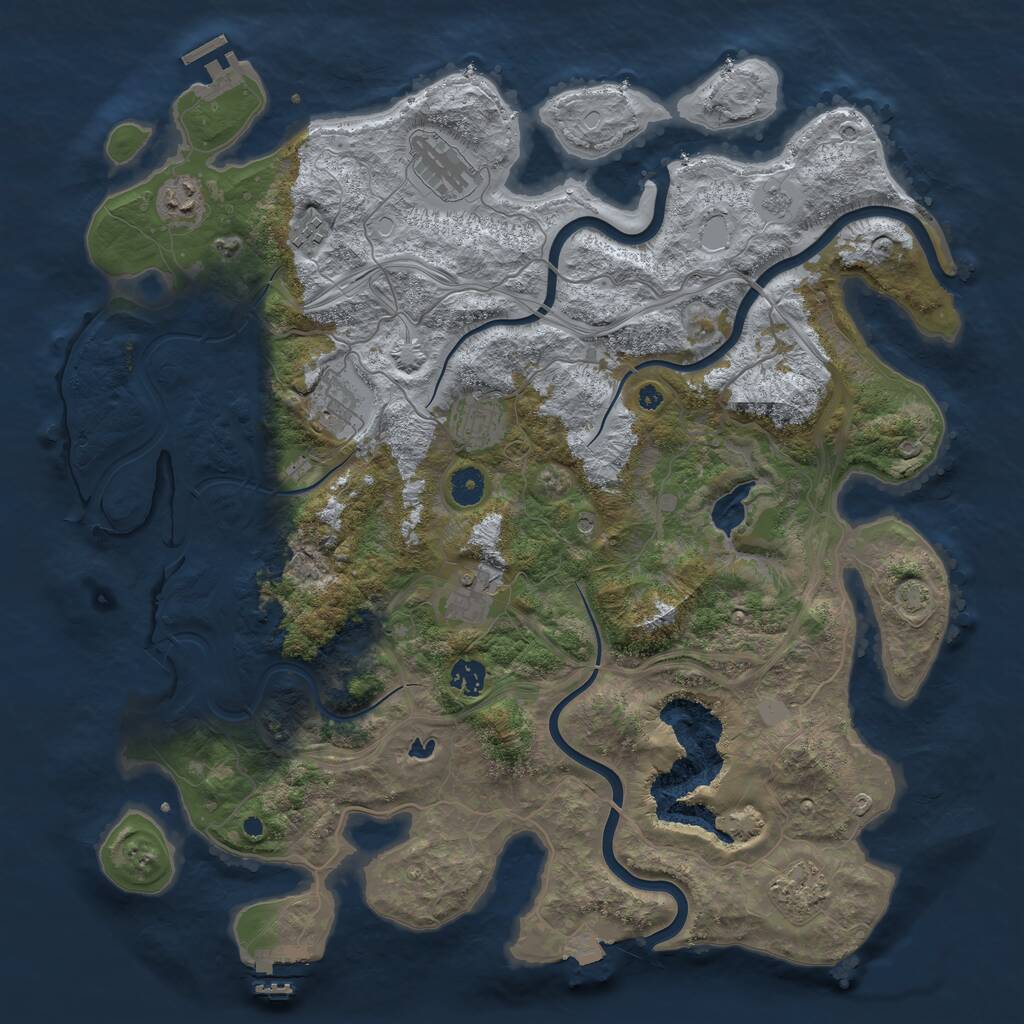 Rust Map: Procedural Map, Size: 4250, Seed: 303911567, 14 Monuments