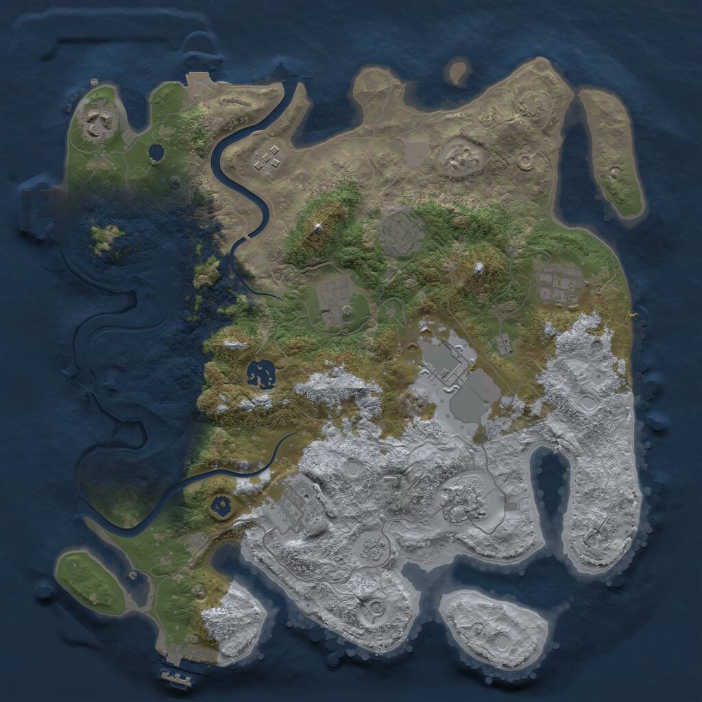Rust Map: Procedural Map, Size: 3500, Seed: 268895963, 15 Monuments