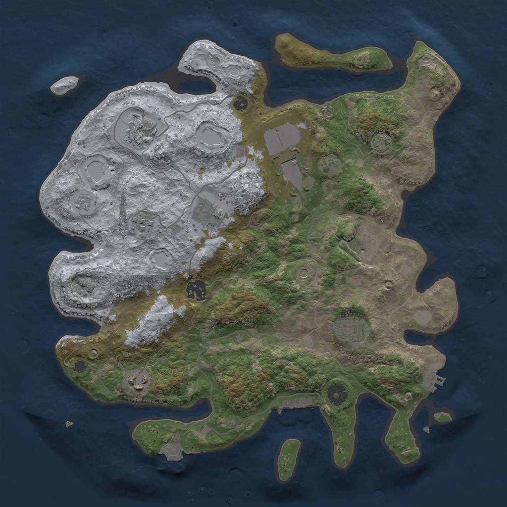 Rust Map: Procedural Map, Size: 3650, Seed: 110323, 16 Monuments