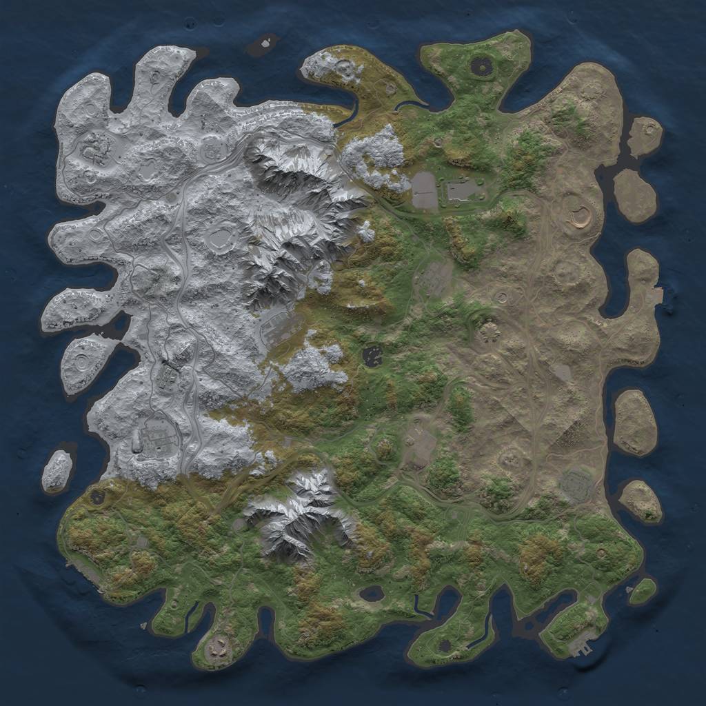Rust Map: Procedural Map, Size: 5000, Seed: 350427, 19 Monuments