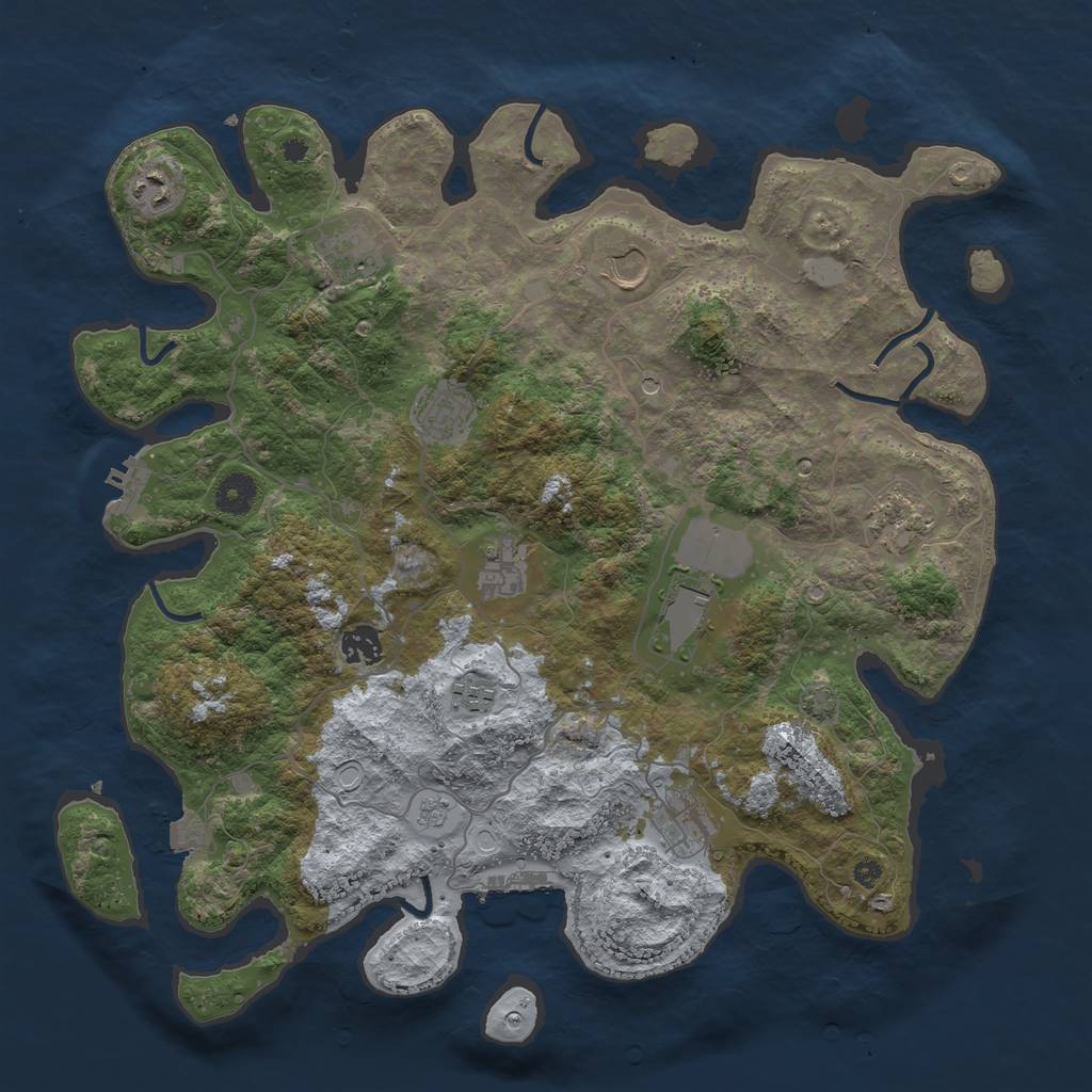 Rust Map: Procedural Map, Size: 4000, Seed: 830, 18 Monuments