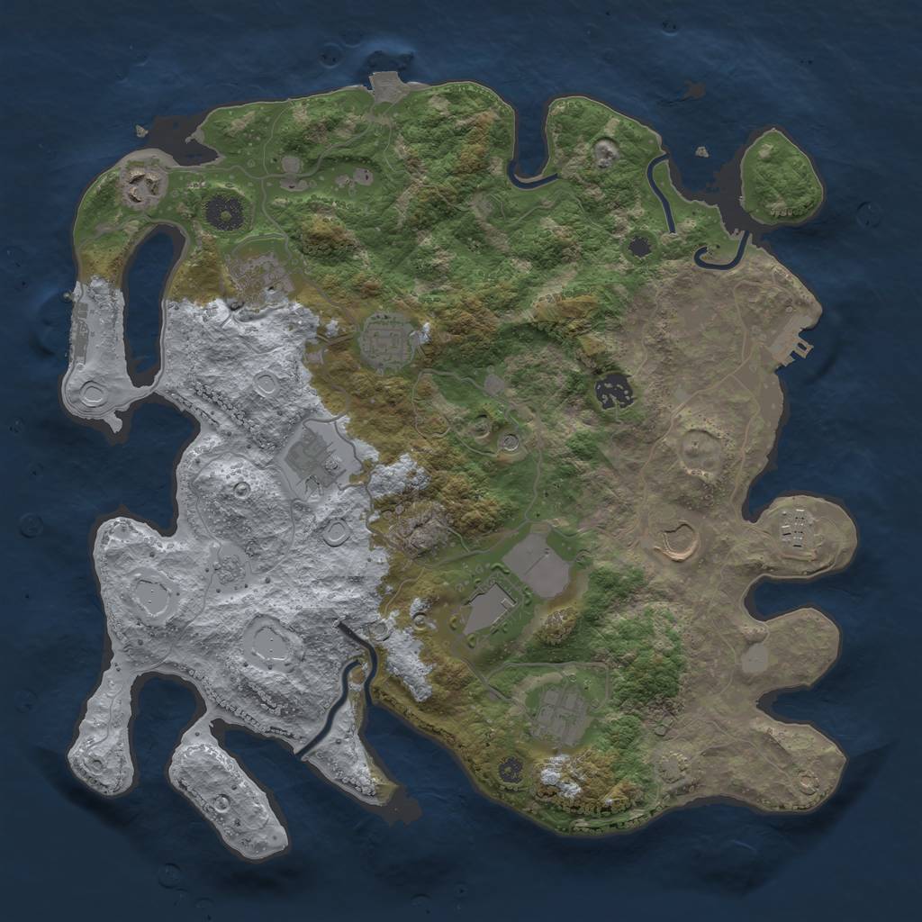 Rust Map: Procedural Map, Size: 3700, Seed: 1041620087, 17 Monuments