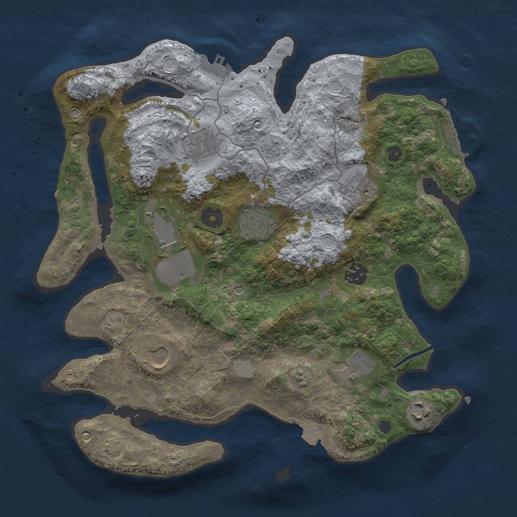 Rust Map: Procedural Map, Size: 3500, Seed: 609021347, 16 Monuments