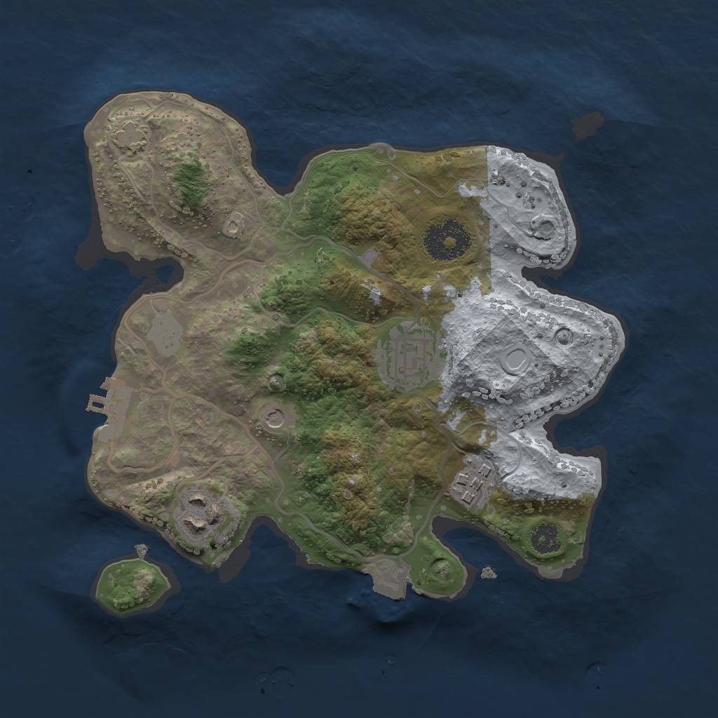 Rust Map: Procedural Map, Size: 2500, Seed: 387105142, 9 Monuments