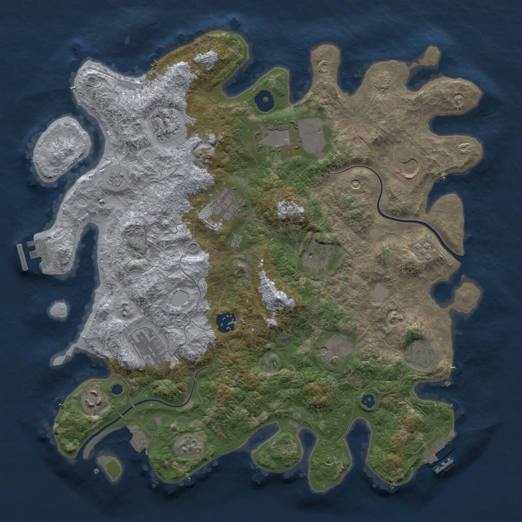 Rust Map: Procedural Map, Size: 3900, Seed: 28650463, 17 Monuments