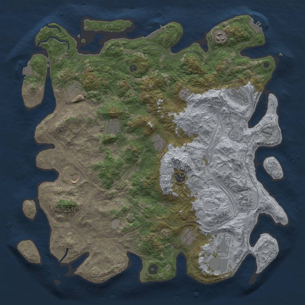 Rust Map: Procedural Map, Size: 4500, Seed: 1474851, 19 Monuments