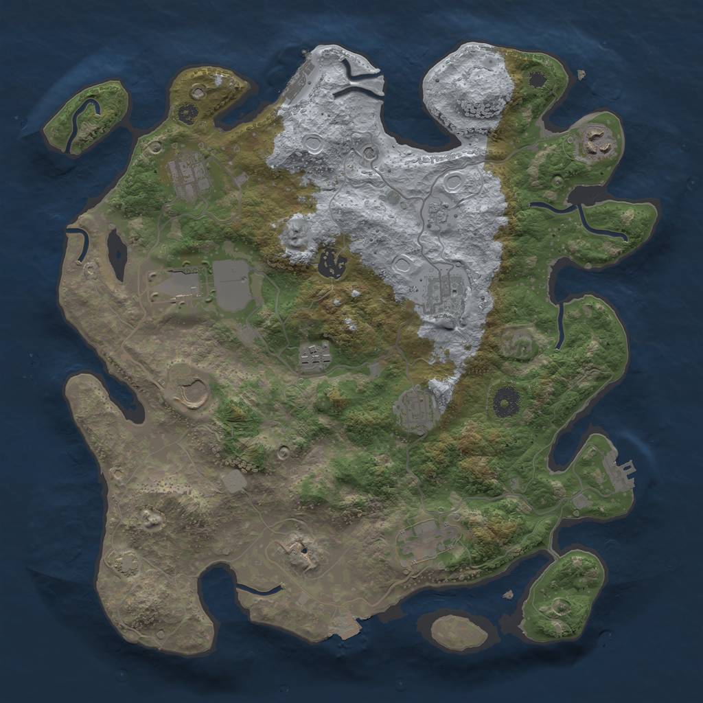 Rust Map: Procedural Map, Size: 3600, Seed: 49430, 17 Monuments