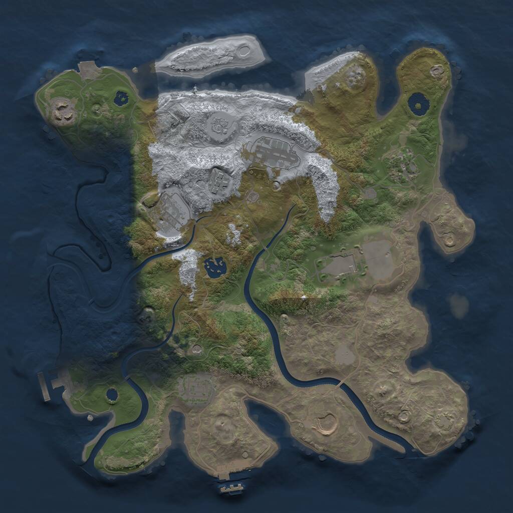 Rust Map: Procedural Map, Size: 3500, Seed: 1271186921, 15 Monuments
