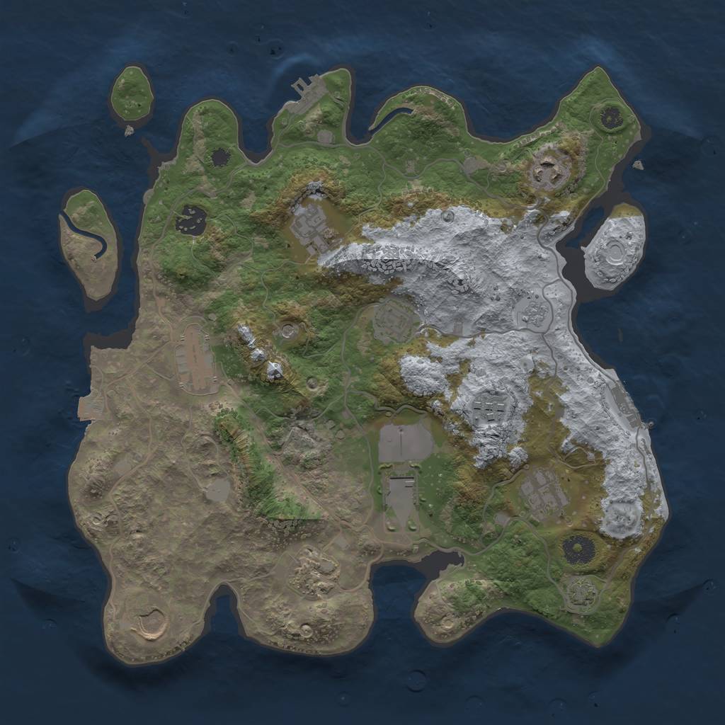 Rust Map: Procedural Map, Size: 3500, Seed: 1943135174, 18 Monuments