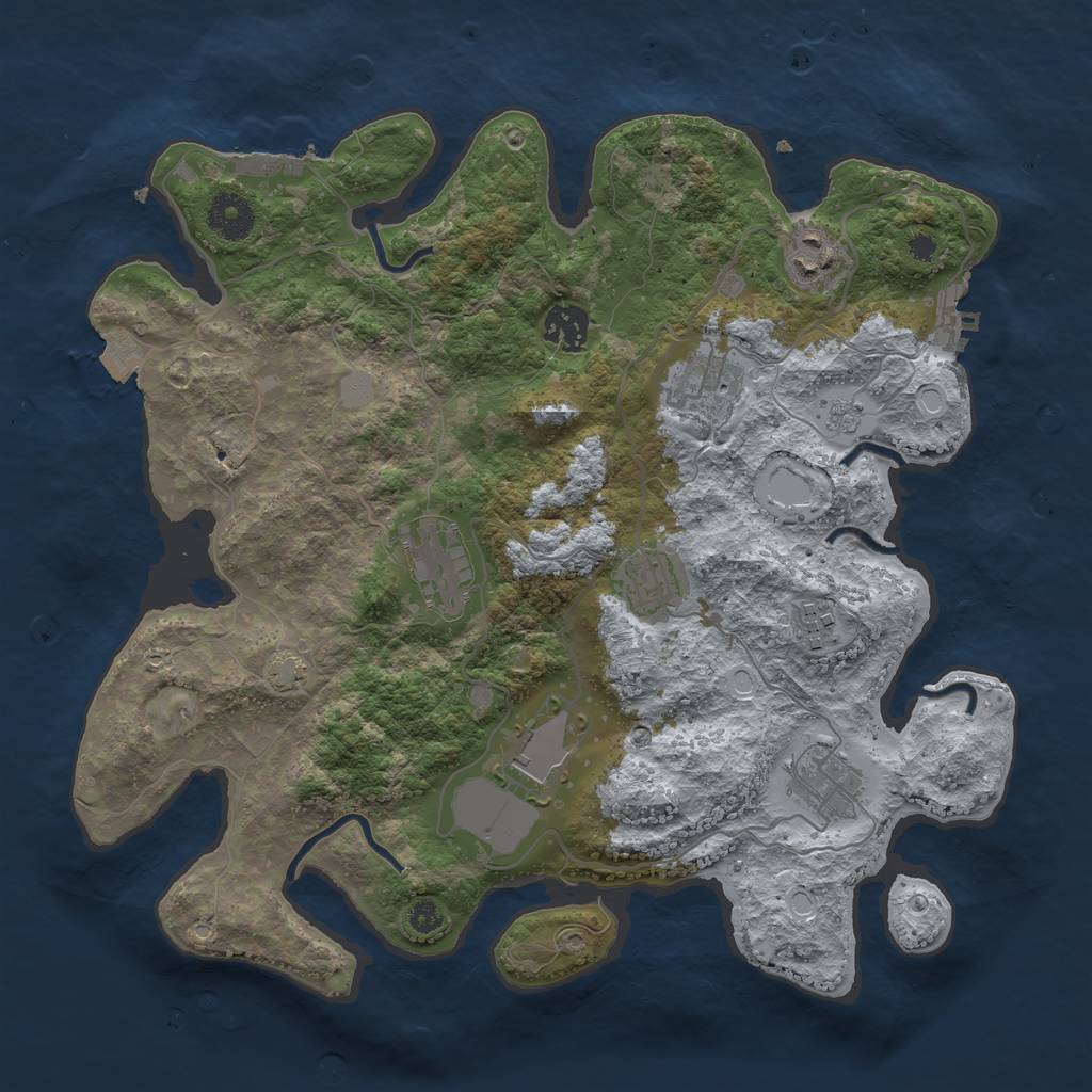 Rust Map: Procedural Map, Size: 3500, Seed: 1857556648, 15 Monuments