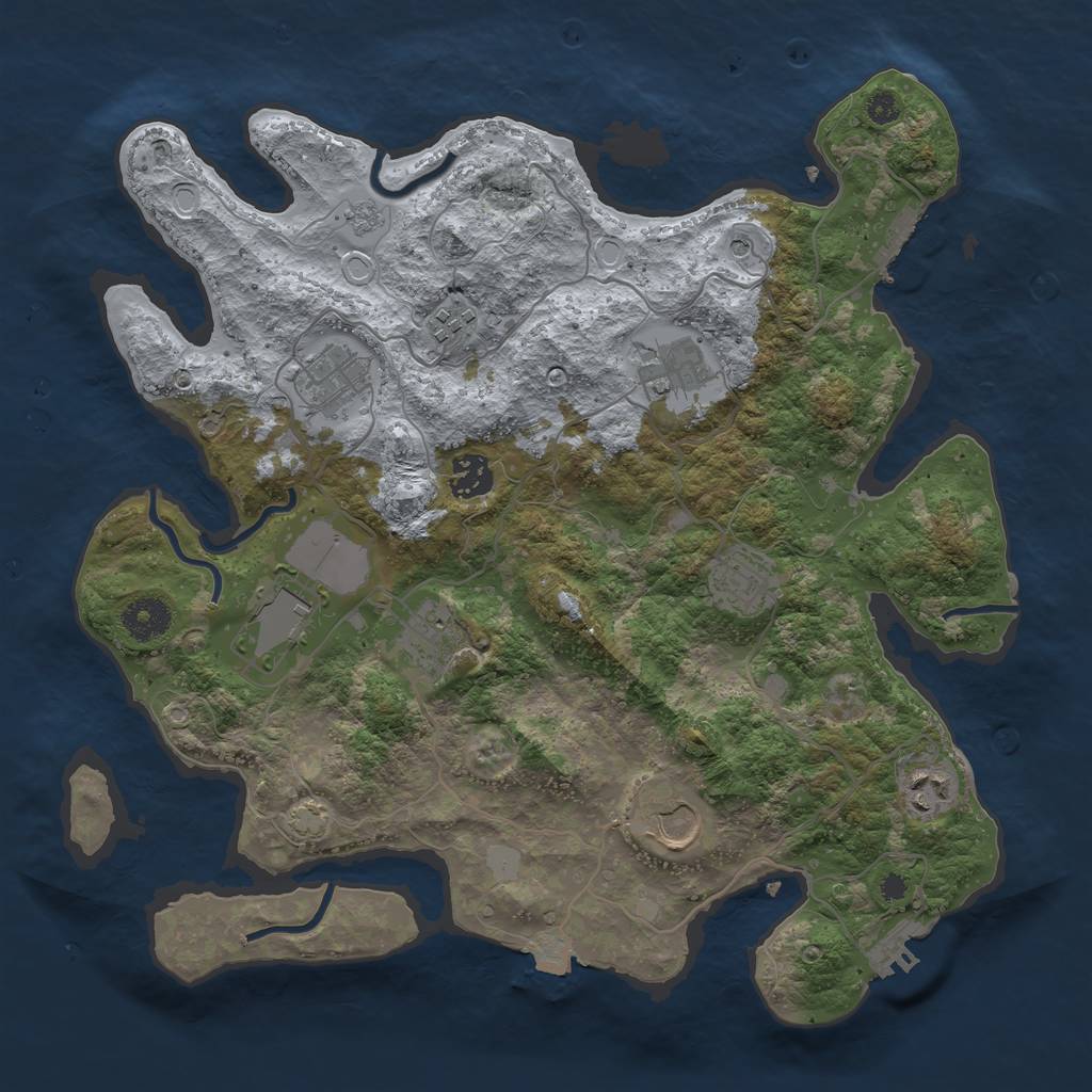 Rust Map: Procedural Map, Size: 3600, Seed: 1150100282, 17 Monuments