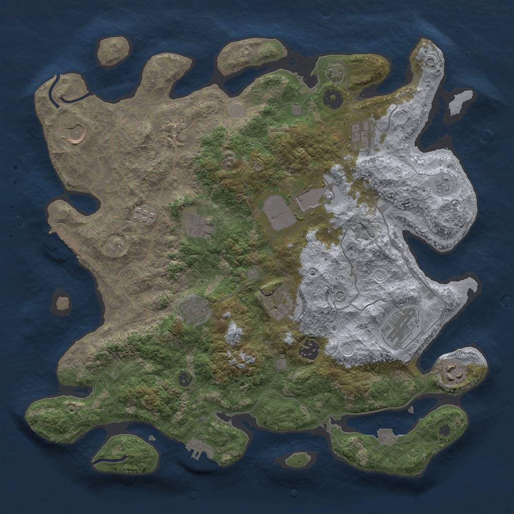 Rust Map: Procedural Map, Size: 3875, Seed: 741232056, 19 Monuments
