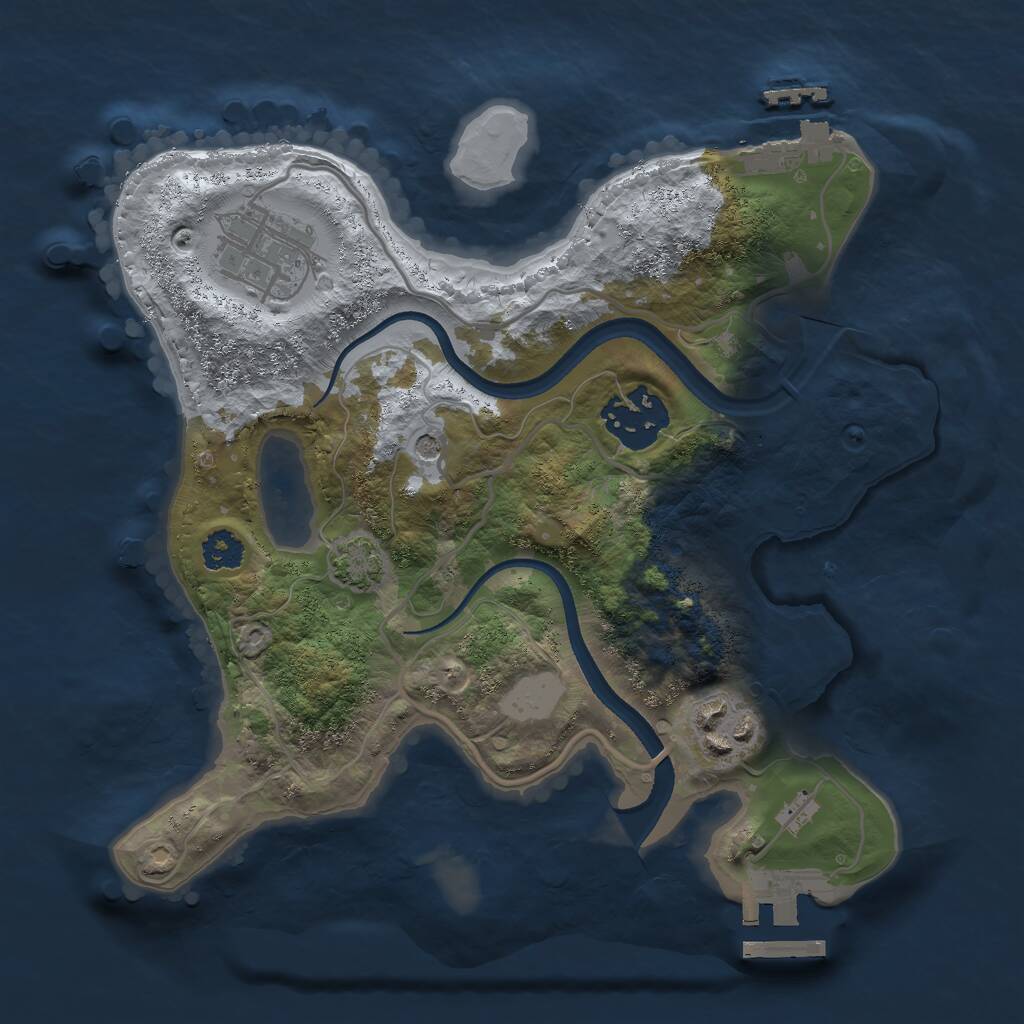 Rust Map: Procedural Map, Size: 2500, Seed: 665045753, 8 Monuments