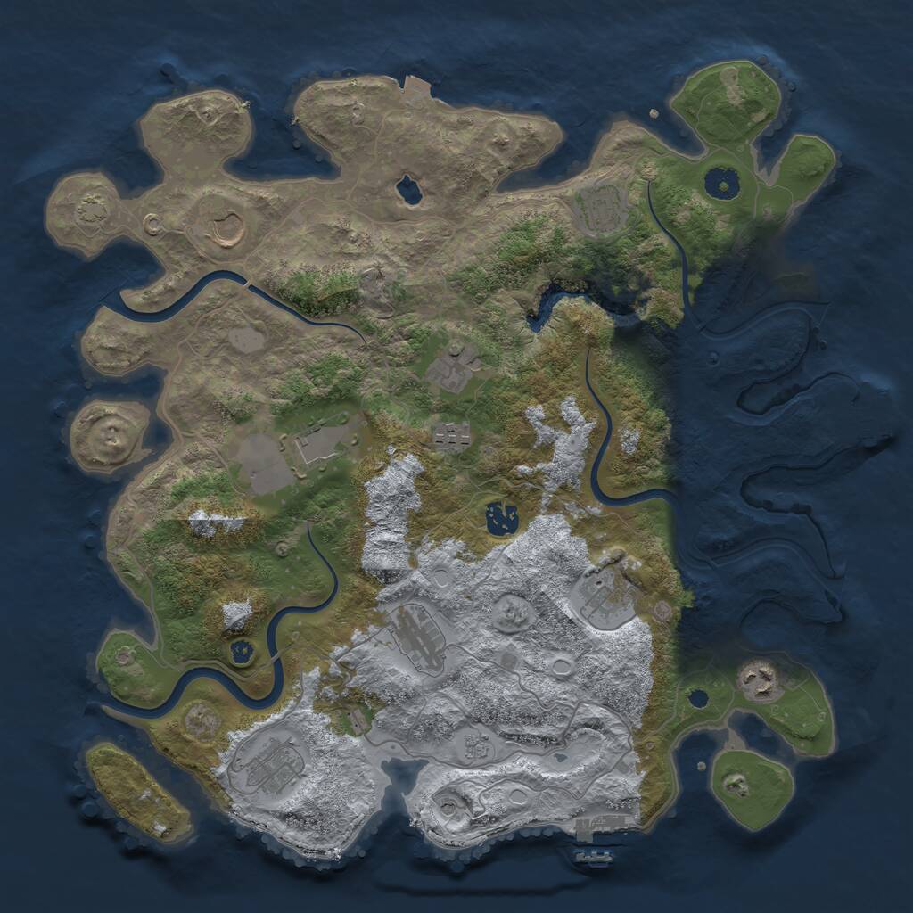Rust Map: Procedural Map, Size: 4000, Seed: 144477144, 16 Monuments