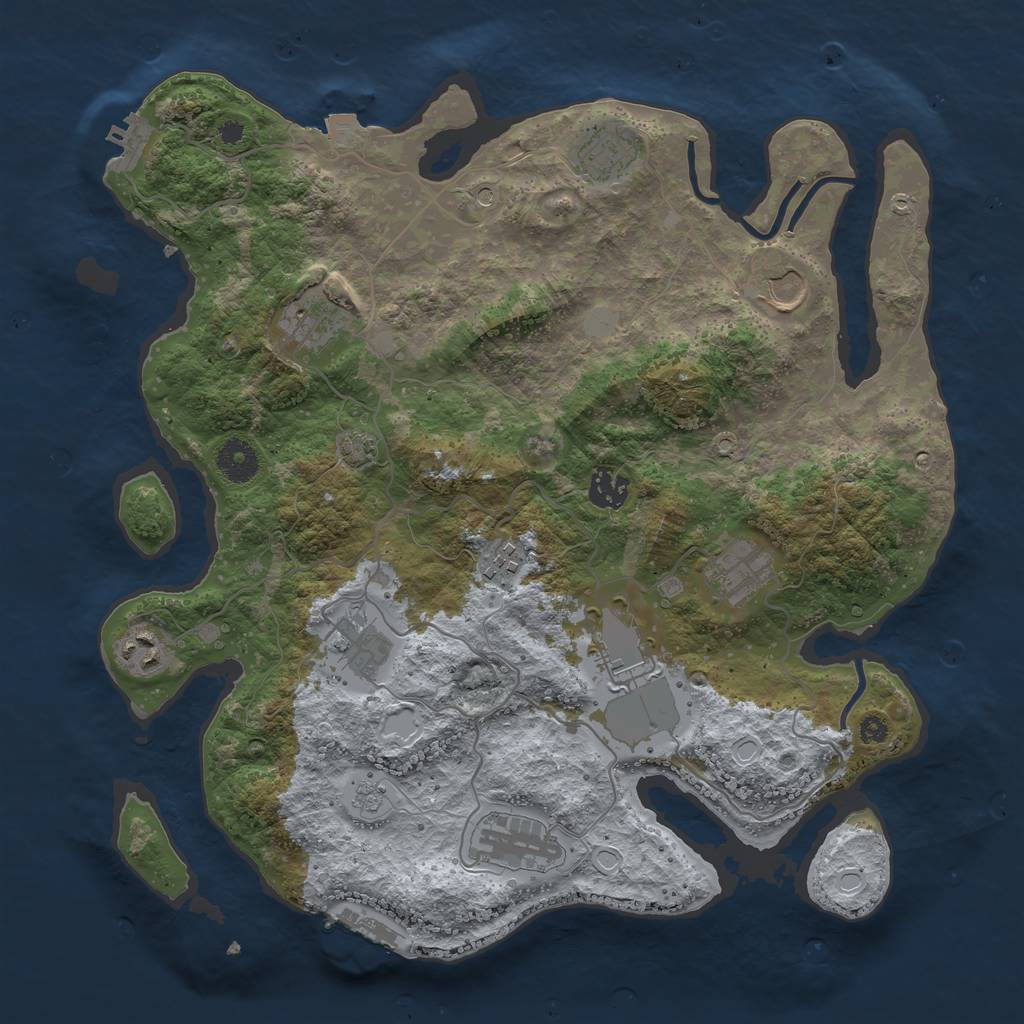 Rust Map: Procedural Map, Size: 3700, Seed: 813105866, 18 Monuments