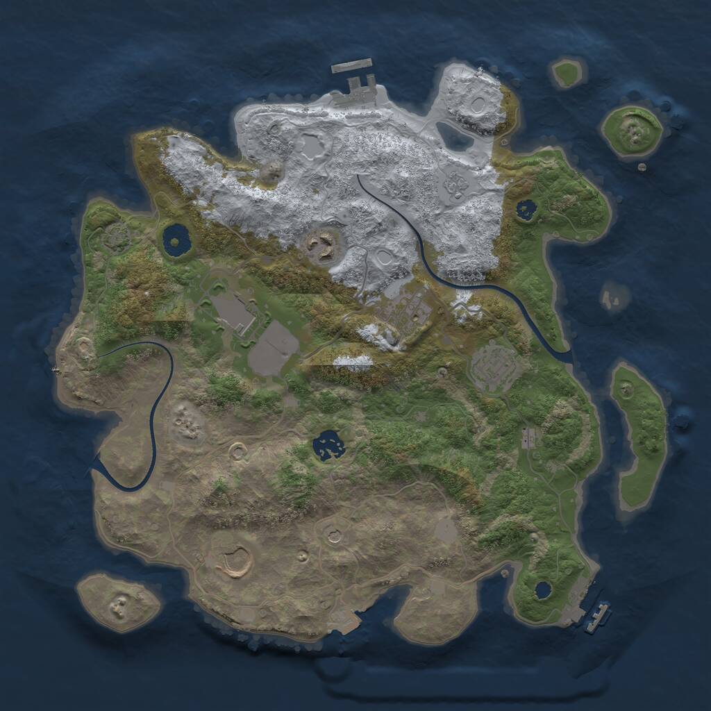 Rust Map: Procedural Map, Size: 3500, Seed: 976756001, 12 Monuments