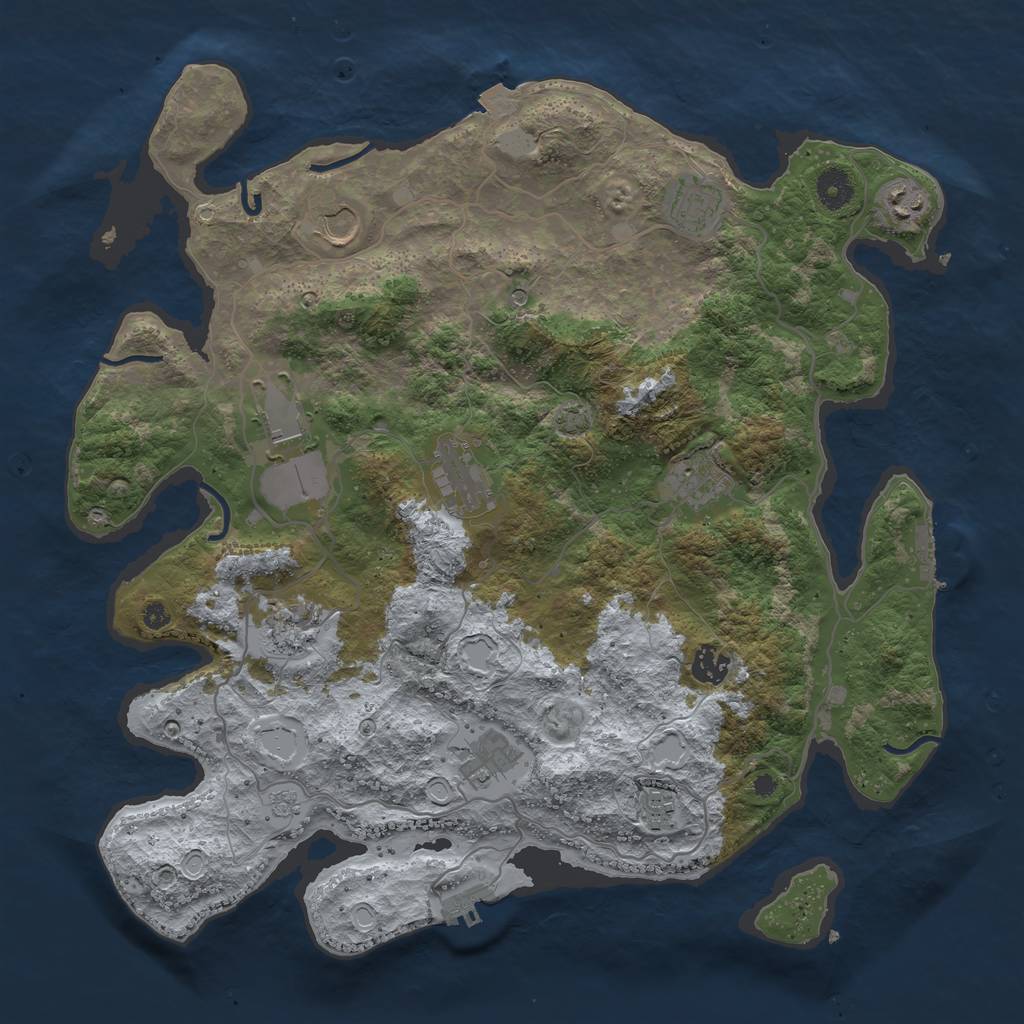 Rust Map: Procedural Map, Size: 4000, Seed: 1764894564, 18 Monuments