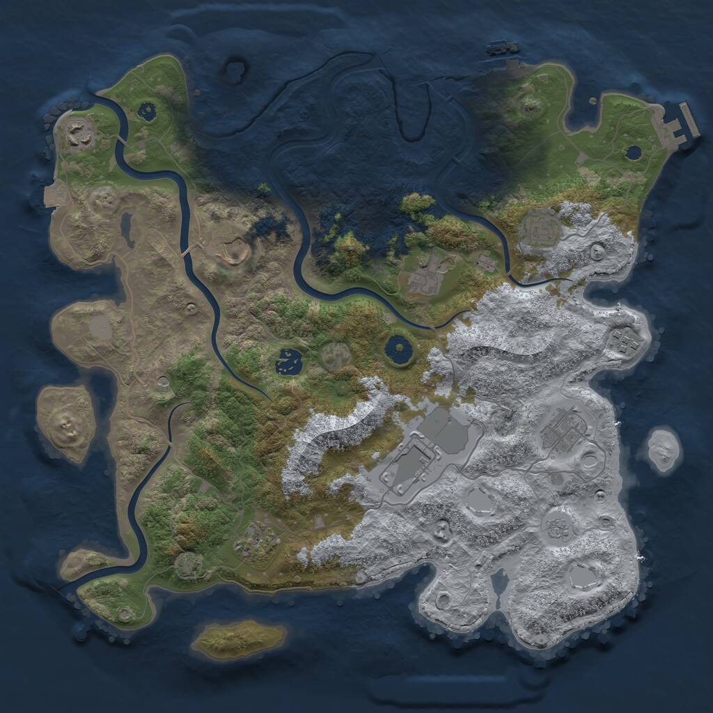 Rust Map: Procedural Map, Size: 3900, Seed: 87842786, 15 Monuments