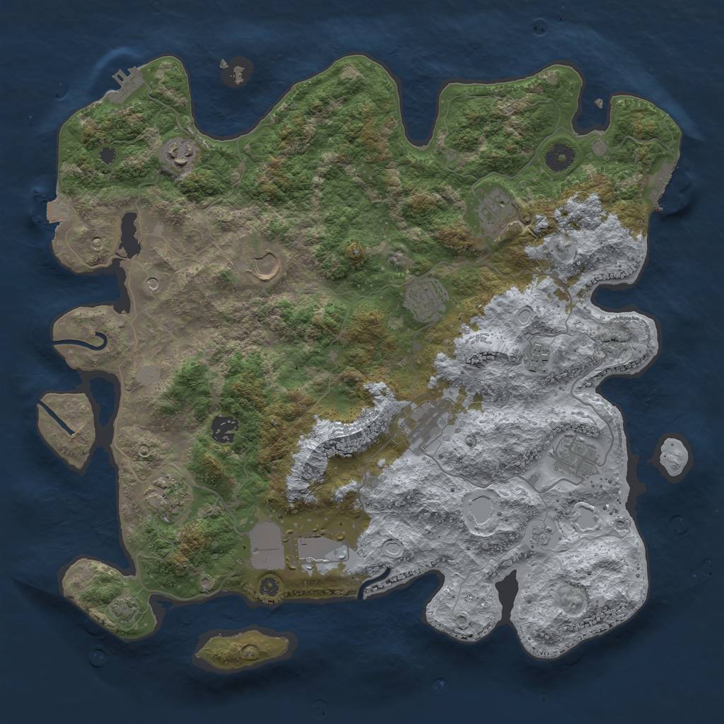Rust Map: Procedural Map, Size: 3900, Seed: 87842786, 18 Monuments