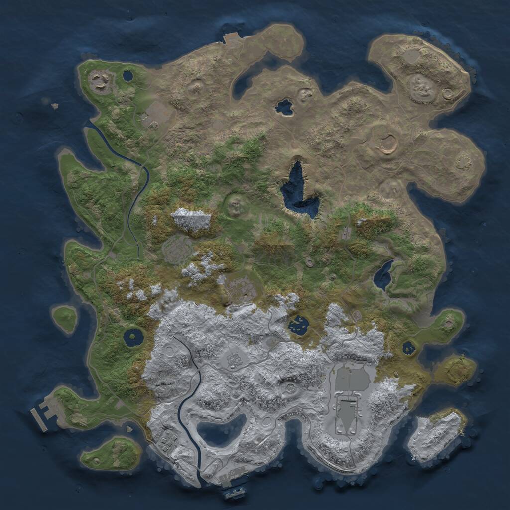 Rust Map: Procedural Map, Size: 4000, Seed: 647636, 14 Monuments
