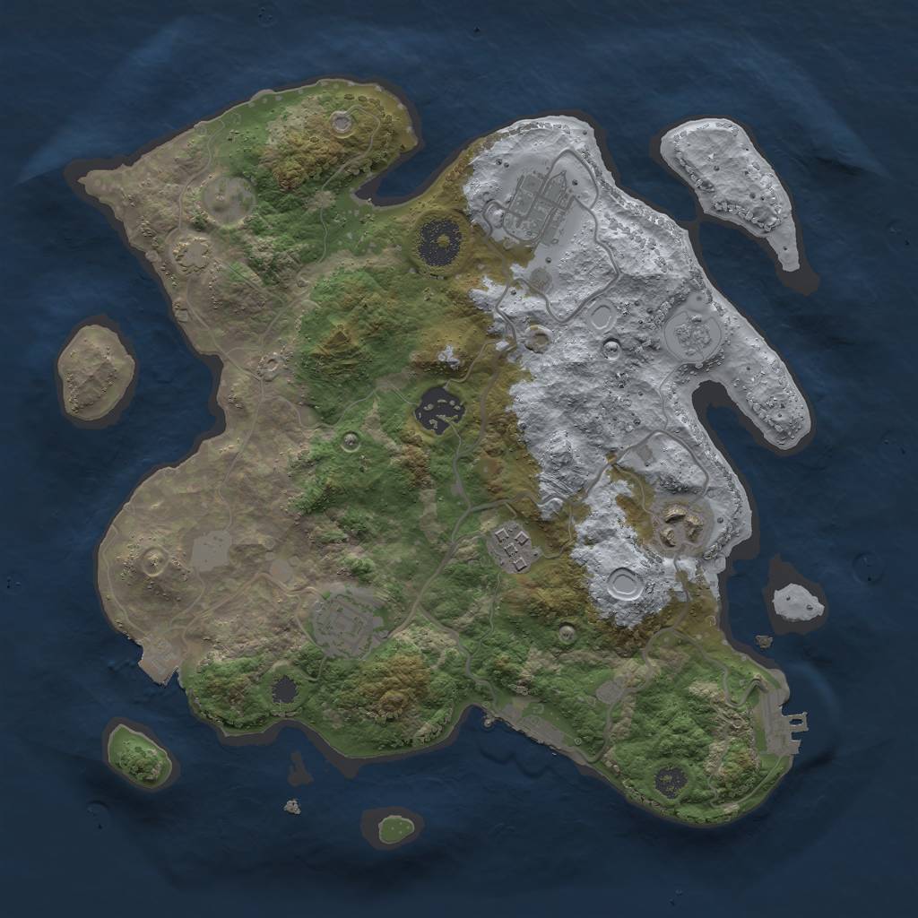 Rust Map: Procedural Map, Size: 3000, Seed: 12689, 12 Monuments