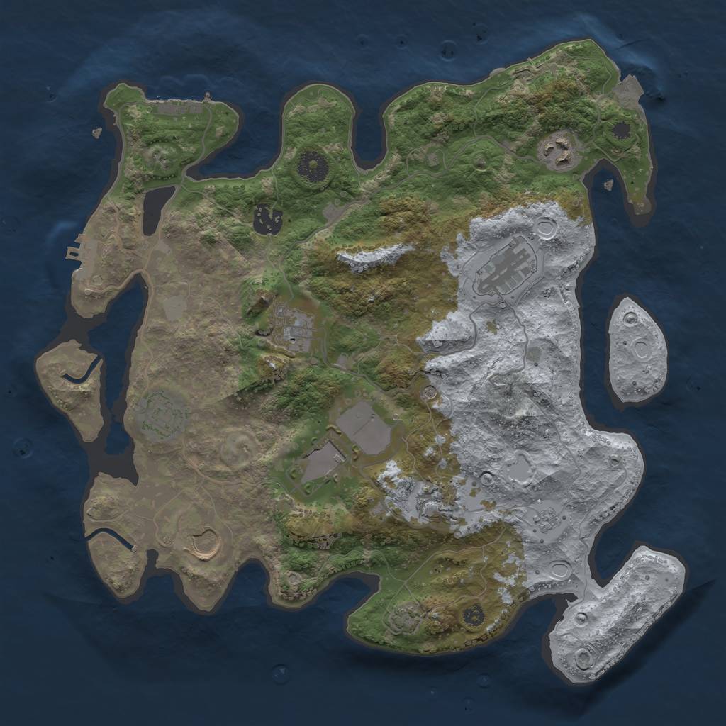 Rust Map: Procedural Map, Size: 3500, Seed: 347691927, 16 Monuments