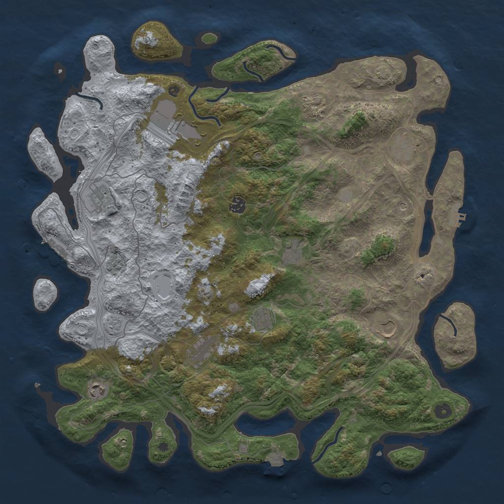 Rust Map: Procedural Map, Size: 4550, Seed: 1265770757, 19 Monuments