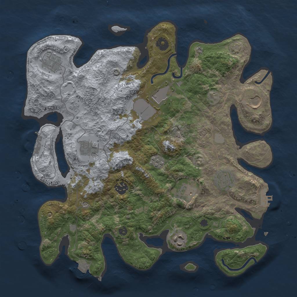 Rust Map: Procedural Map, Size: 3500, Seed: 389138709, 17 Monuments