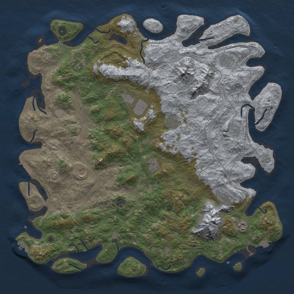Rust Map: Procedural Map, Size: 5000, Seed: 485662, 19 Monuments