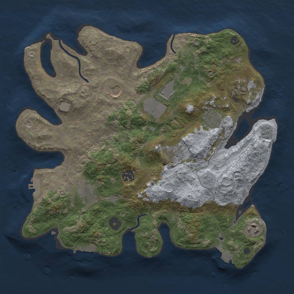 Rust Map: Procedural Map, Size: 3500, Seed: 329399557, 17 Monuments