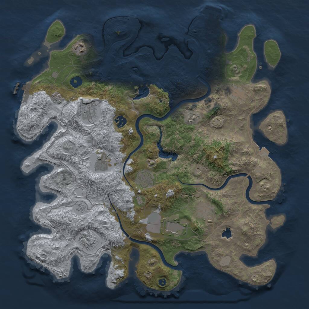 Rust Map: Procedural Map, Size: 4000, Seed: 37375657, 16 Monuments