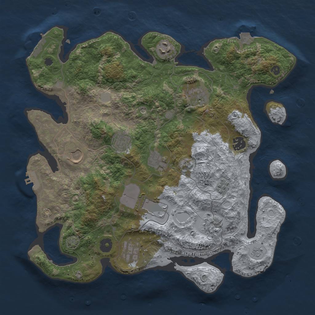 Rust Map: Procedural Map, Size: 3500, Seed: 1235796541, 18 Monuments