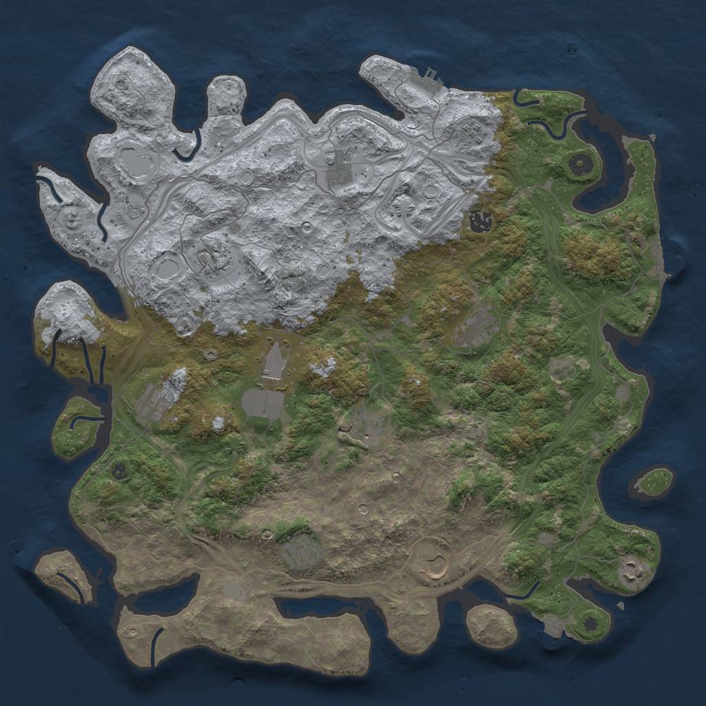 Rust Map: Procedural Map, Size: 4500, Seed: 145611544, 19 Monuments