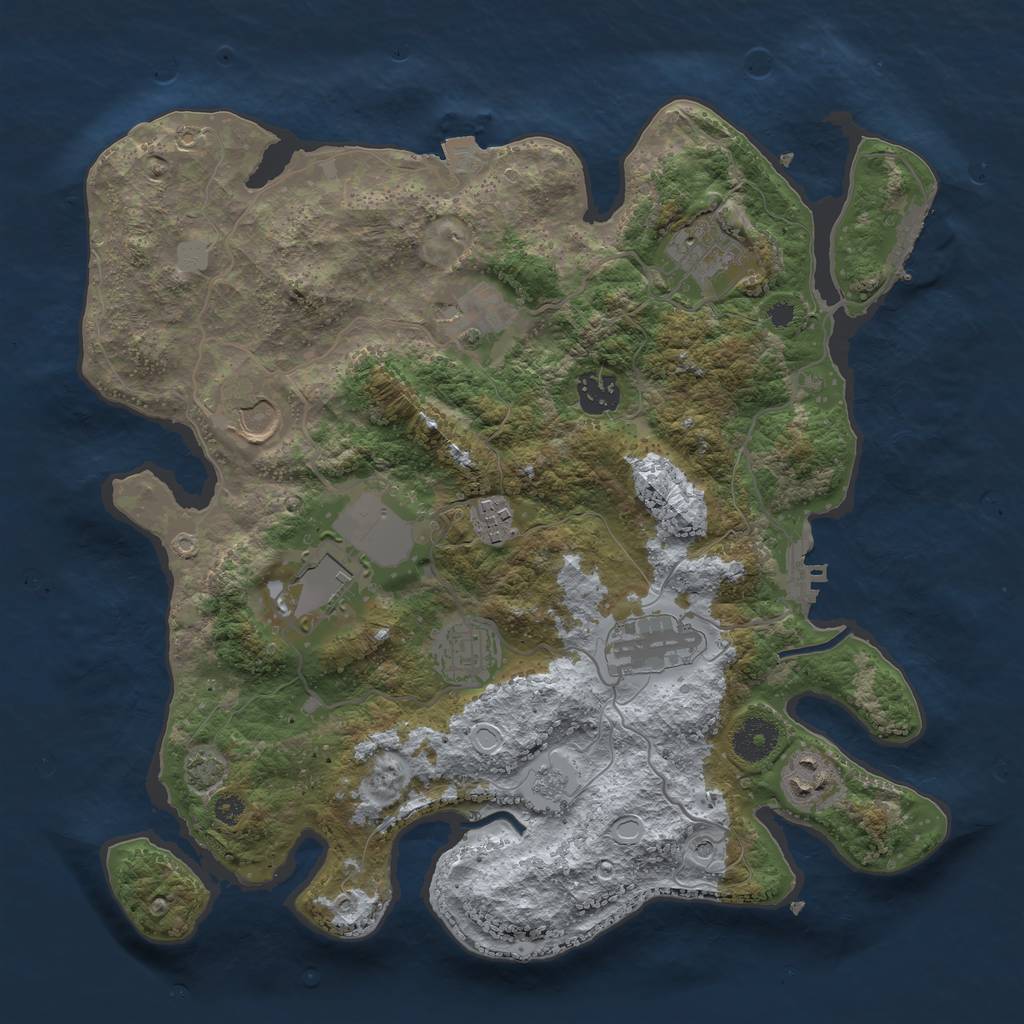 Rust Map: Procedural Map, Size: 3500, Seed: 560544538, 17 Monuments