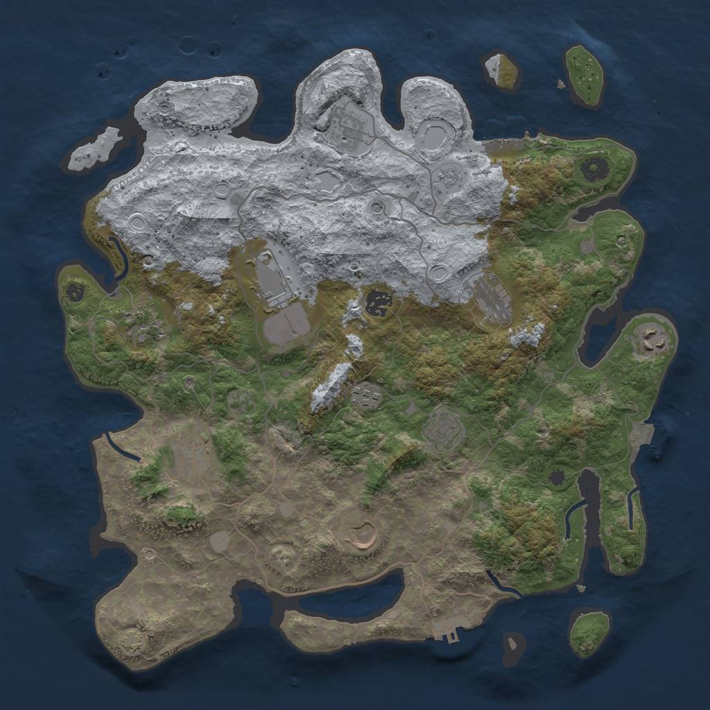 Rust Map: Procedural Map, Size: 4000, Seed: 79481771, 18 Monuments