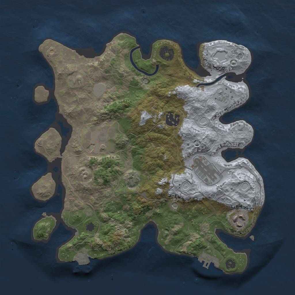 Rust Map: Procedural Map, Size: 3000, Seed: 7317, 11 Monuments