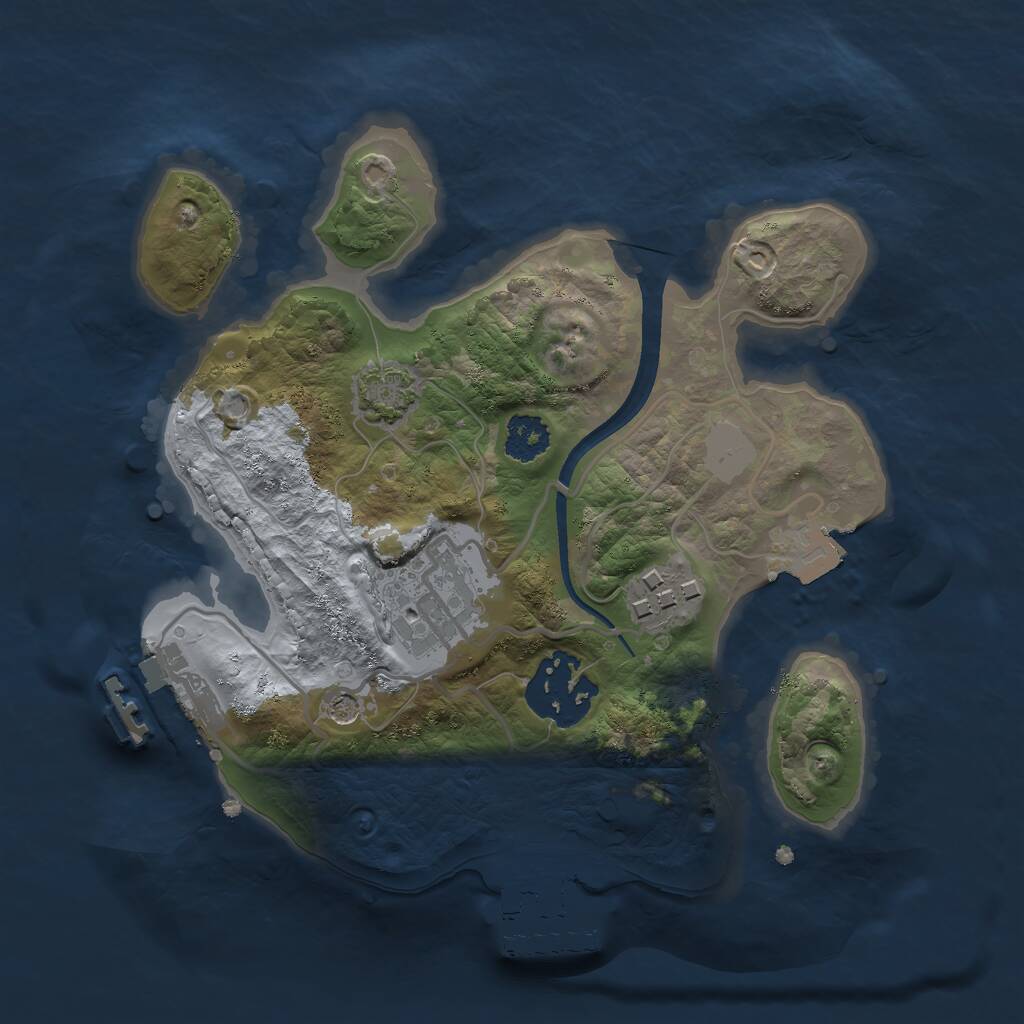 Rust Map: Procedural Map, Size: 2222, Seed: 1250869168, 8 Monuments