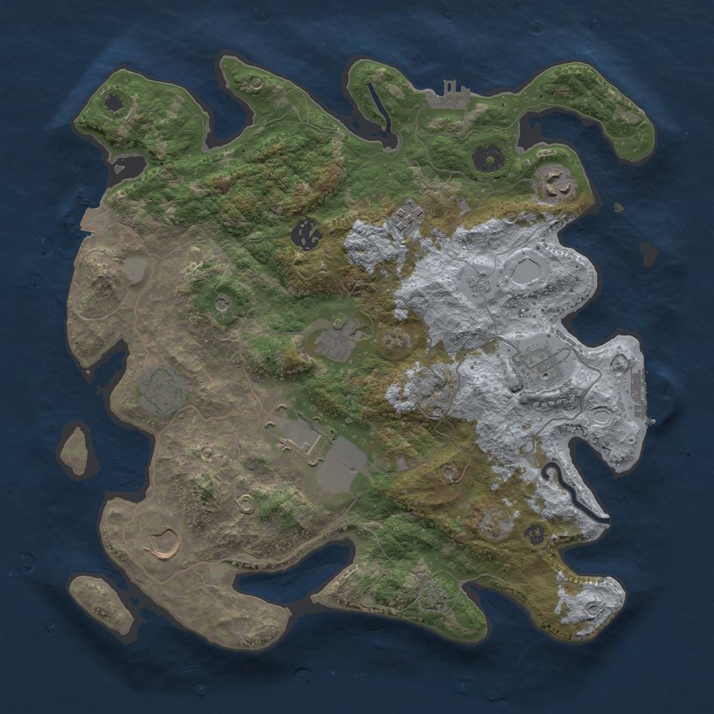 Rust Map: Procedural Map, Size: 3500, Seed: 1209971194, 16 Monuments