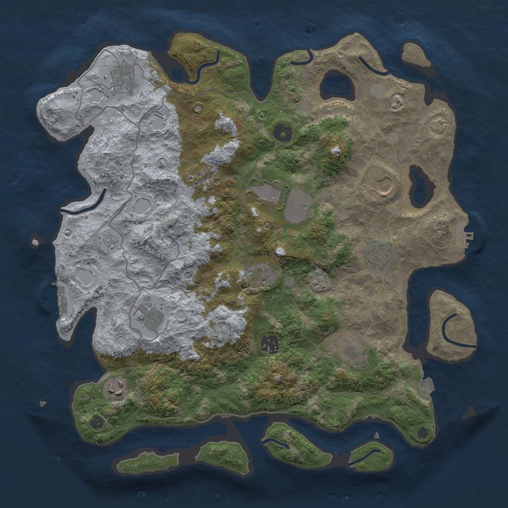 Rust Map: Procedural Map, Size: 4050, Seed: 1556011568, 19 Monuments