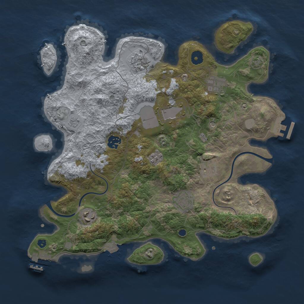 Rust Map: Procedural Map, Size: 3500, Seed: 1155793273, 14 Monuments