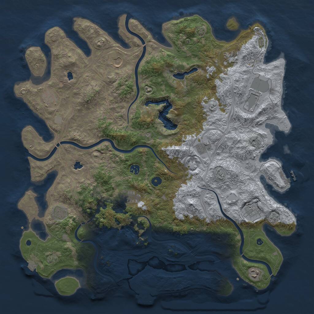 Rust Map: Procedural Map, Size: 4800, Seed: 1988634201, 17 Monuments