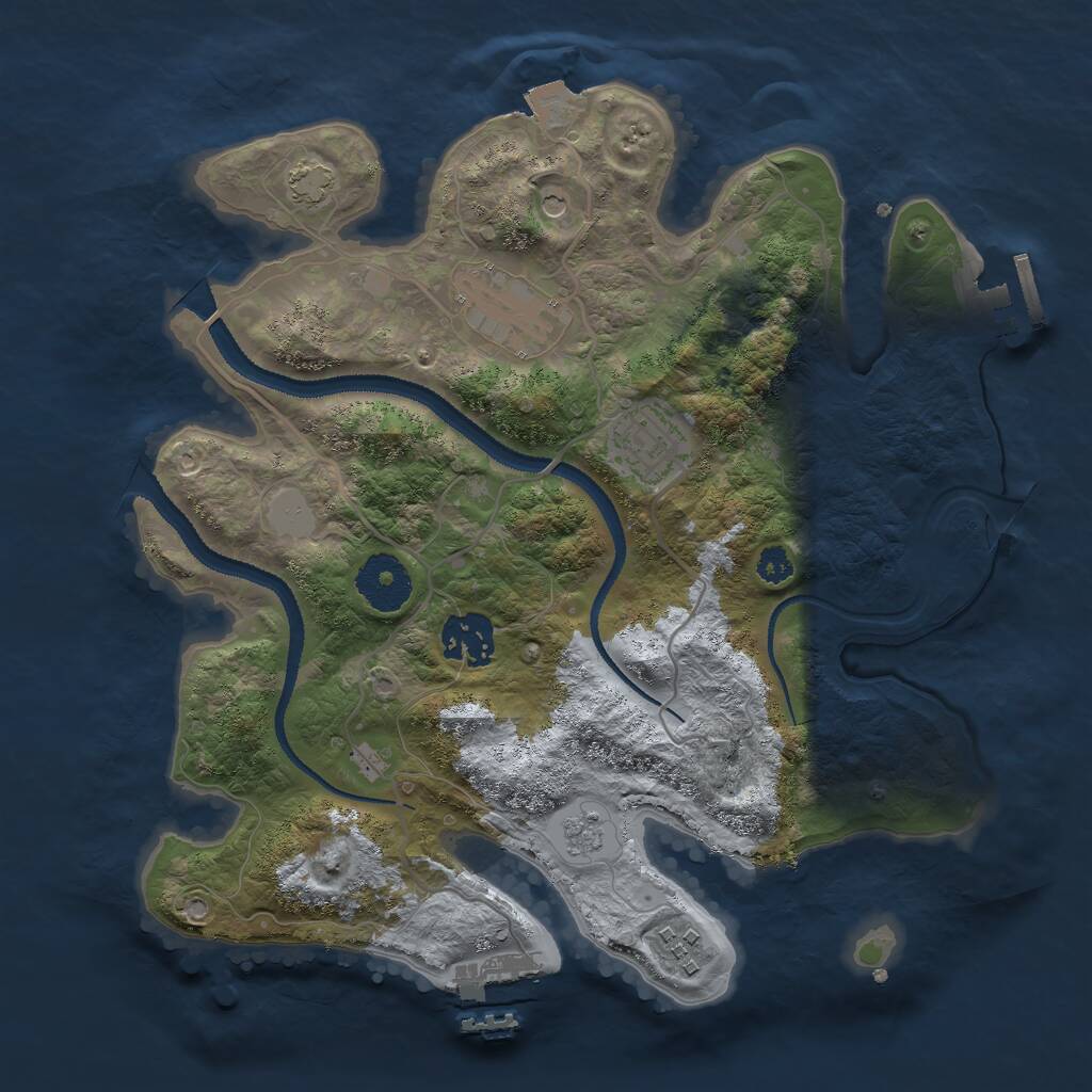 Rust Map: Procedural Map, Size: 3000, Seed: 8793506, 10 Monuments