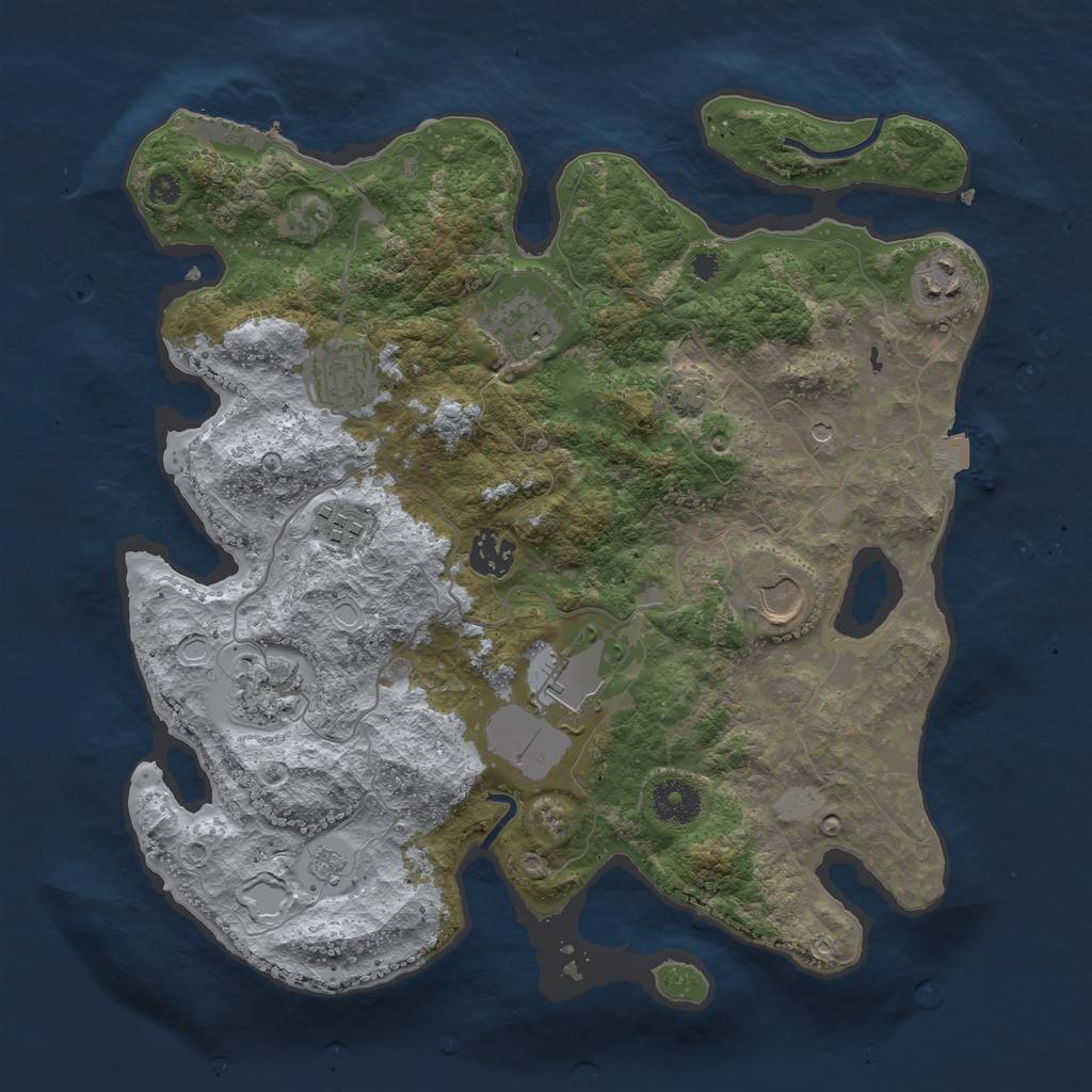 Rust Map: Procedural Map, Size: 3500, Seed: 1893388028, 15 Monuments