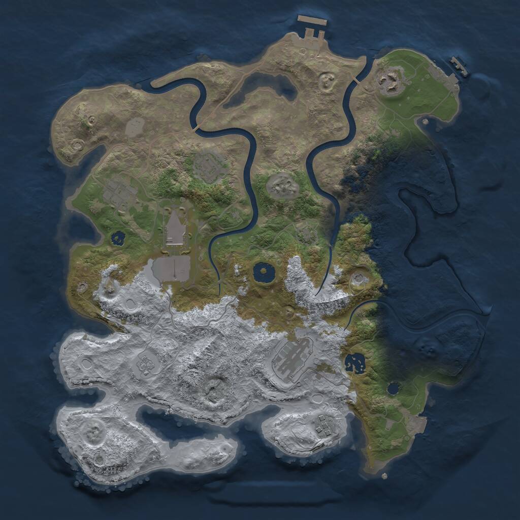 Rust Map: Procedural Map, Size: 3600, Seed: 79182219, 13 Monuments