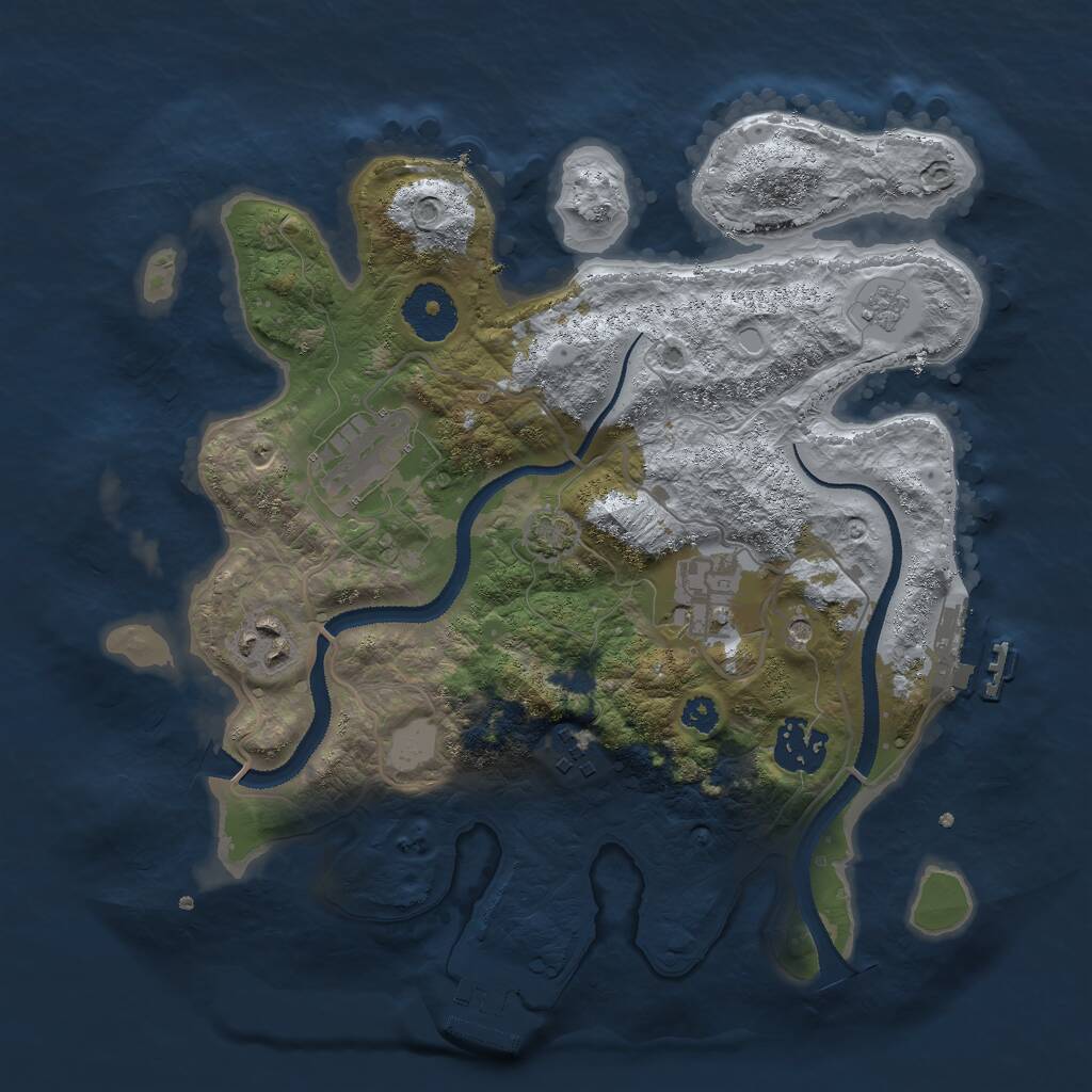 Rust Map: Procedural Map, Size: 3000, Seed: 164598, 11 Monuments
