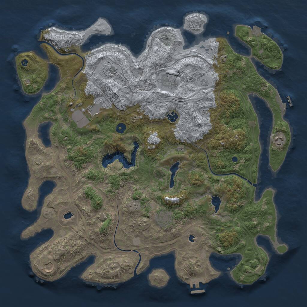 Rust Map: Procedural Map, Size: 4500, Seed: 1429481447, 14 Monuments