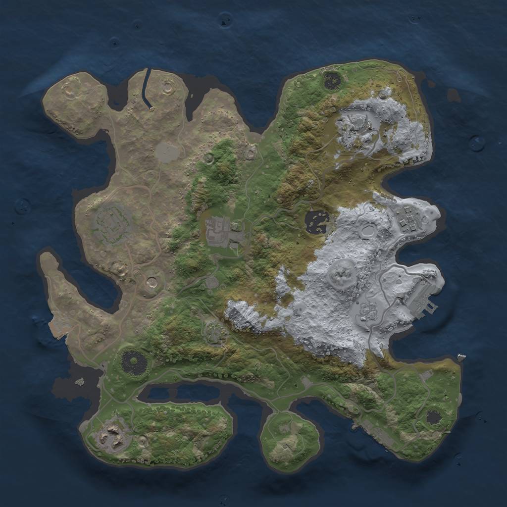 Rust Map: Procedural Map, Size: 3000, Seed: 1395727116, 14 Monuments