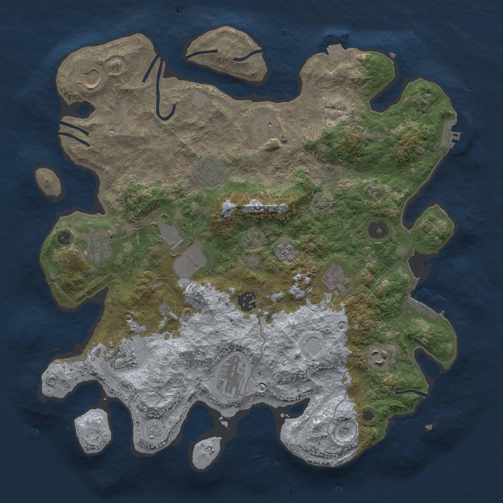 Rust Map: Procedural Map, Size: 3900, Seed: 4341454, 19 Monuments